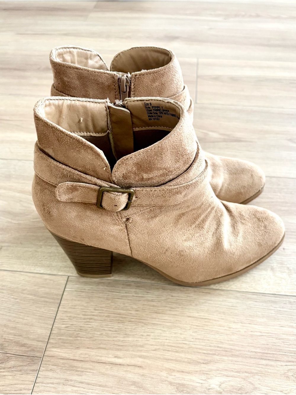 Charlotte Russe Taupe Suede Ankle Booties with Buckle - Women’s Size 9